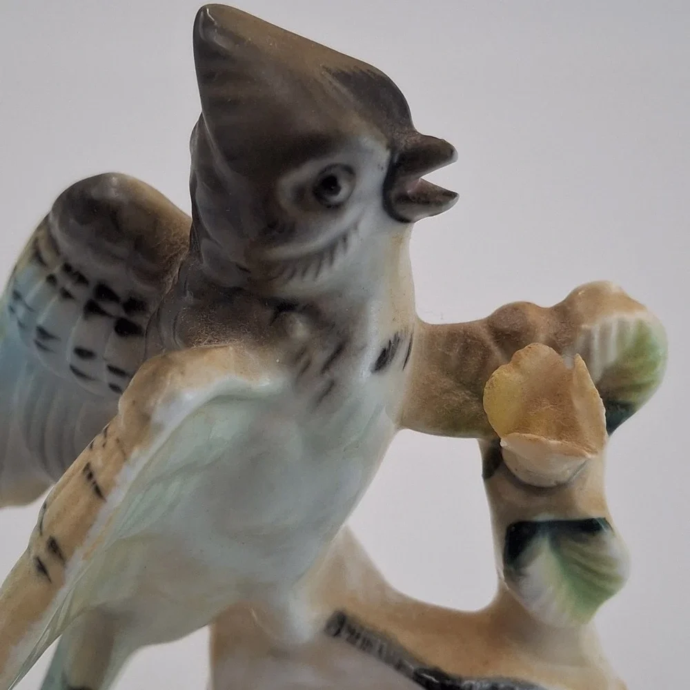 Vintage Ardalt Bird Blue Jay on Branch Porcelain Figurine‎ Japan Delicate #6868